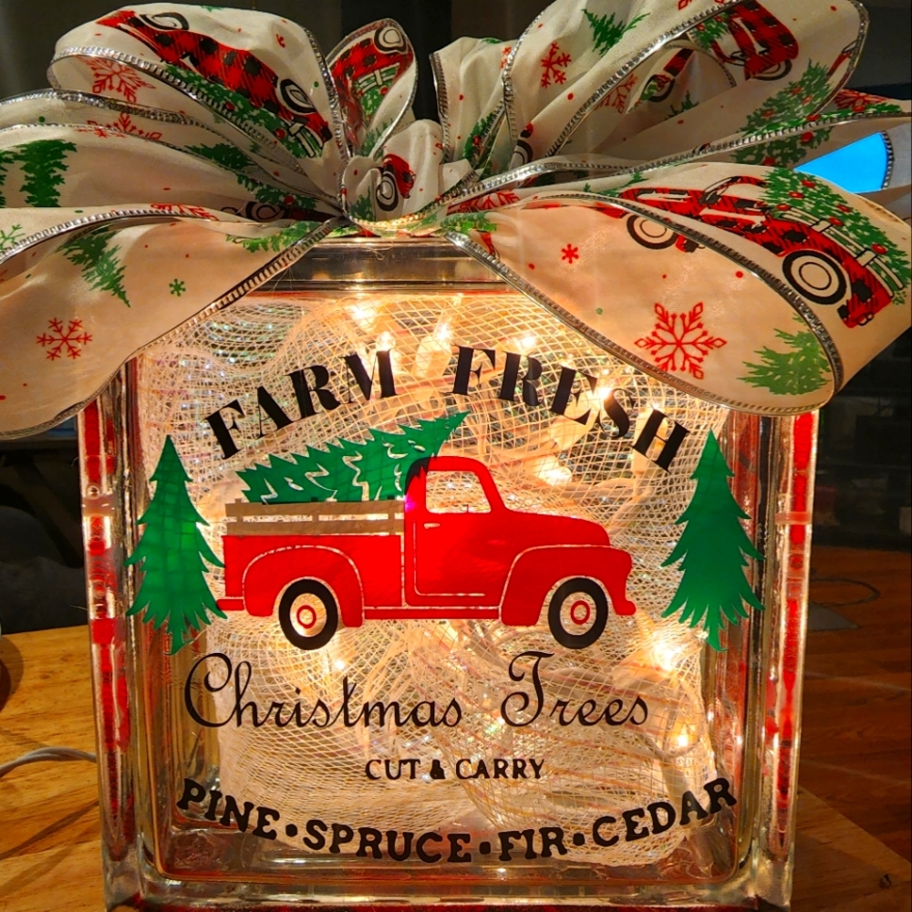 Farmhouse truck glass block with lights